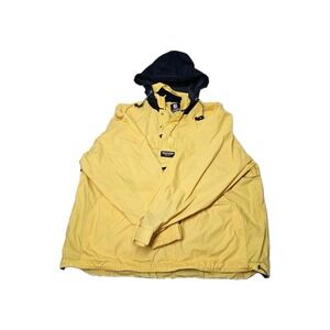 VTG Chaps Ralph Lauren Jacket Mens Medium Yellow With Hood Windbreaker 90s